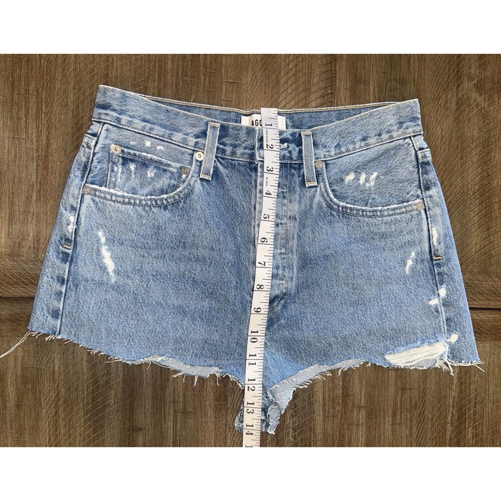 AGOLDE 90’s Jean High Rise Button Fly Denim Cut Offs Shorts Distressed Size 25 - Picture 7 of 11